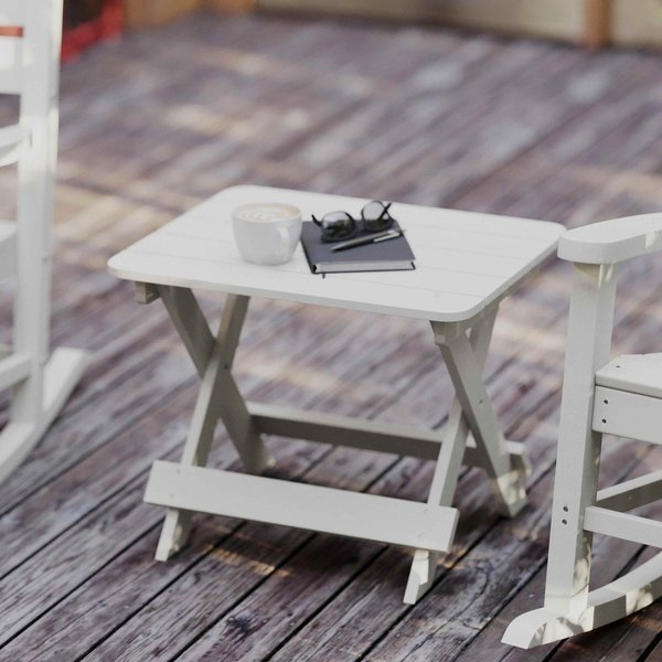White Portable Folding Adirondack Side Table, Flash Furniture, Mfr#: LE-HMP-2012-1620H-WT-GG